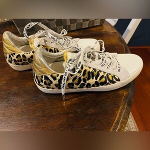 Zadig & Voltaire Leopard Print Sneakers with Gold and White Accents